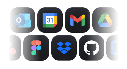 Integrations - outlook, gcal, gmail, drive, figma, dropbox, github