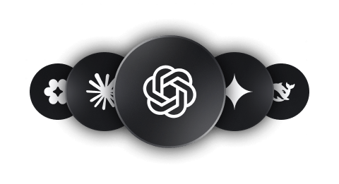 AI logos - ClickUp Brain, Claud, ChatGPT, Gemini