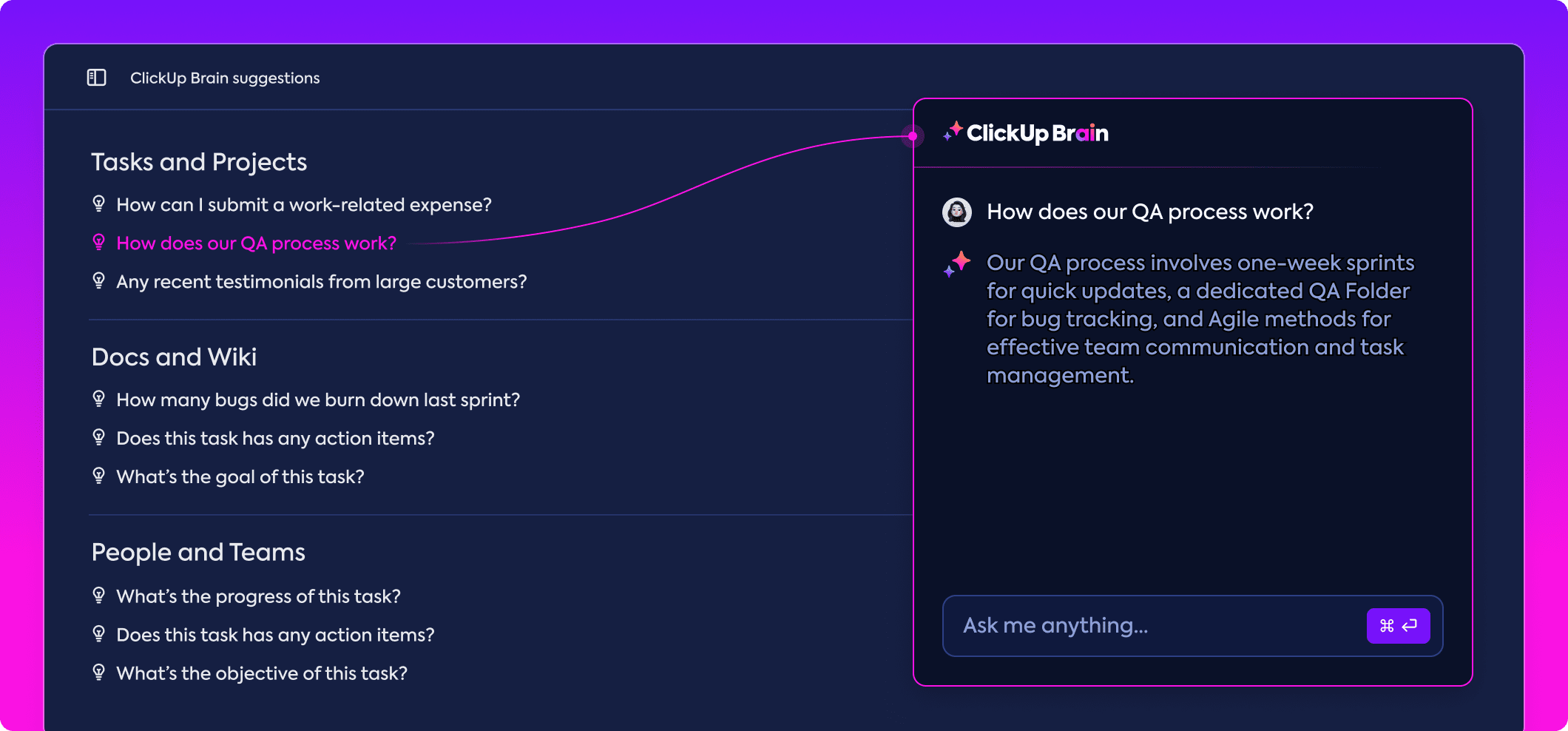 Ask about Tasks, Docs, and People.